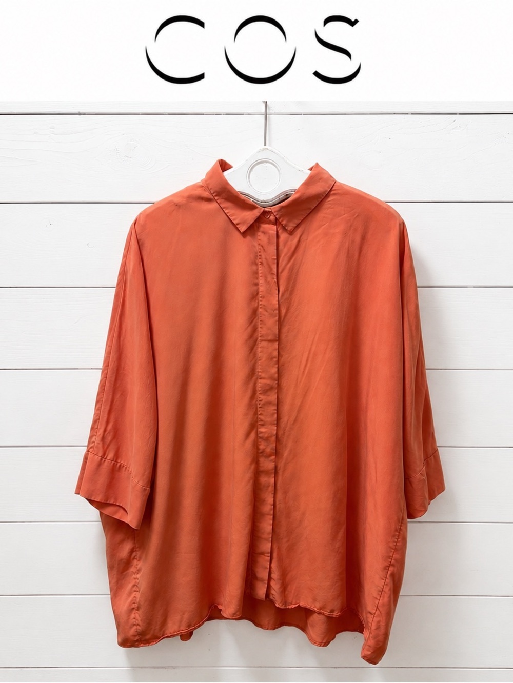 COS Oversized Button-Up Shirt – Coral – Size L